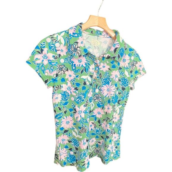 Lilly Pulitzer Luxletic Frida Scallop Polo Spearmint Golf Till You Drop - Picture 5 of 13